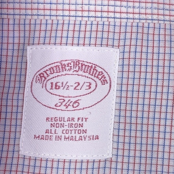 EUC Brooks Brothers 346 Regular Fit Non-Iron Men's Button Front Shirt 16 1/2-2/3 - Picture 3 of 8